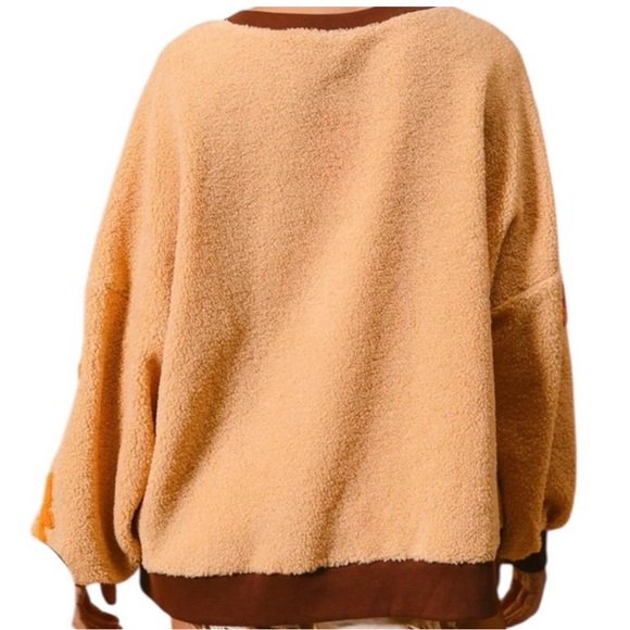 BiBi Women’s Brown Teddy Gingerbread Oversized Sherpa Pullover Sweater Size XL - Picture 4 of 4